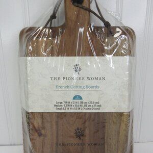 Pioneer Woman French Cutting Boards 3pc Set Acacia Wood Serving Charcuteri Board